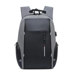 High Capacity BackPack With USB Charging Port- Black/Ash