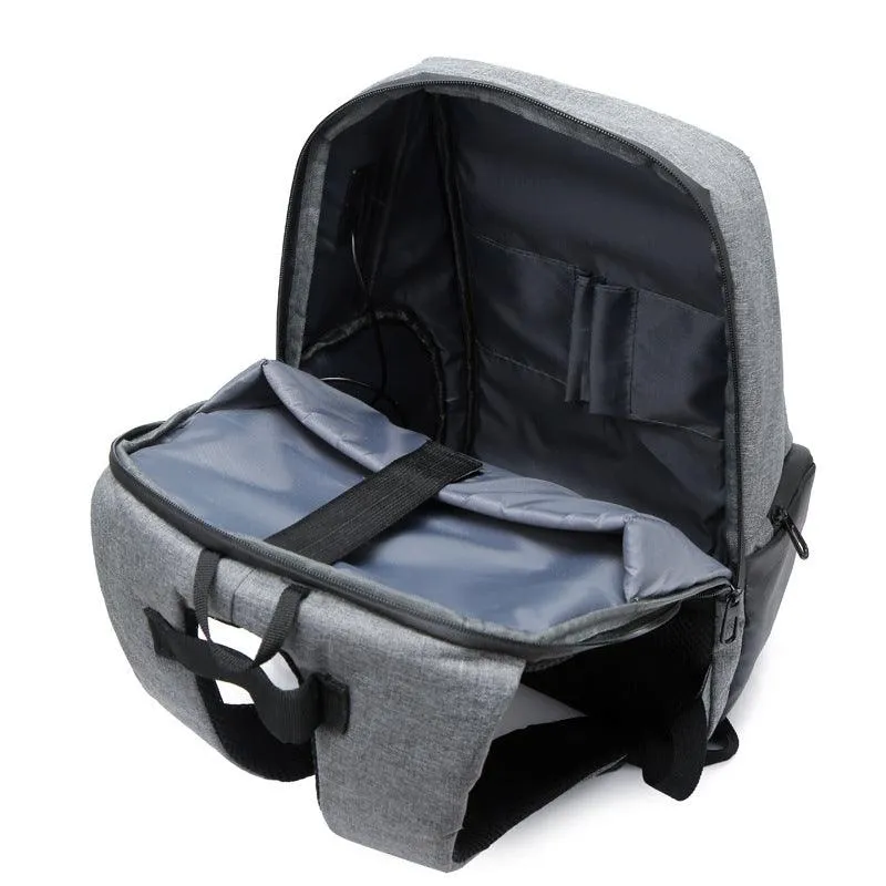 High Capacity BackPack With USB Charging Port- Black/Ash