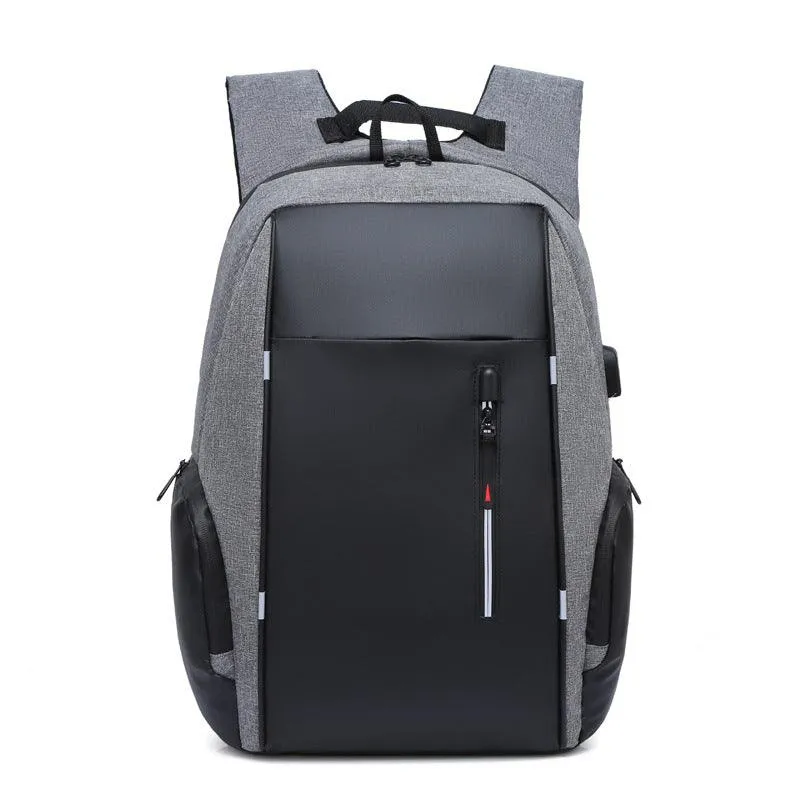High Capacity BackPack With USB Charging Port- Black/Ash
