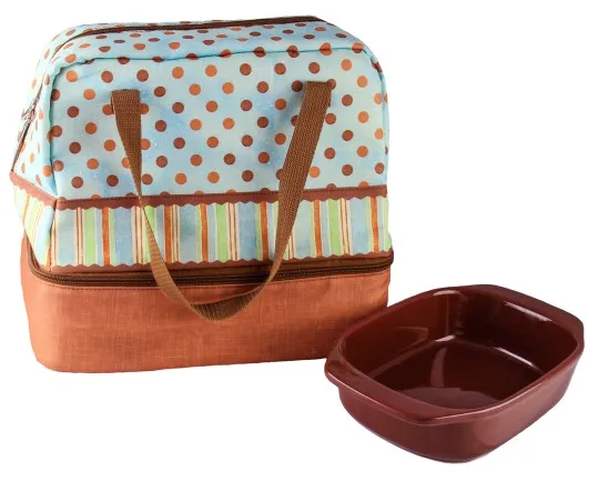 Insulated Potluck Carrier Bag with Ceramic Casserole Dish! Also Great to use as a Lunch Bag! Retails $60US 