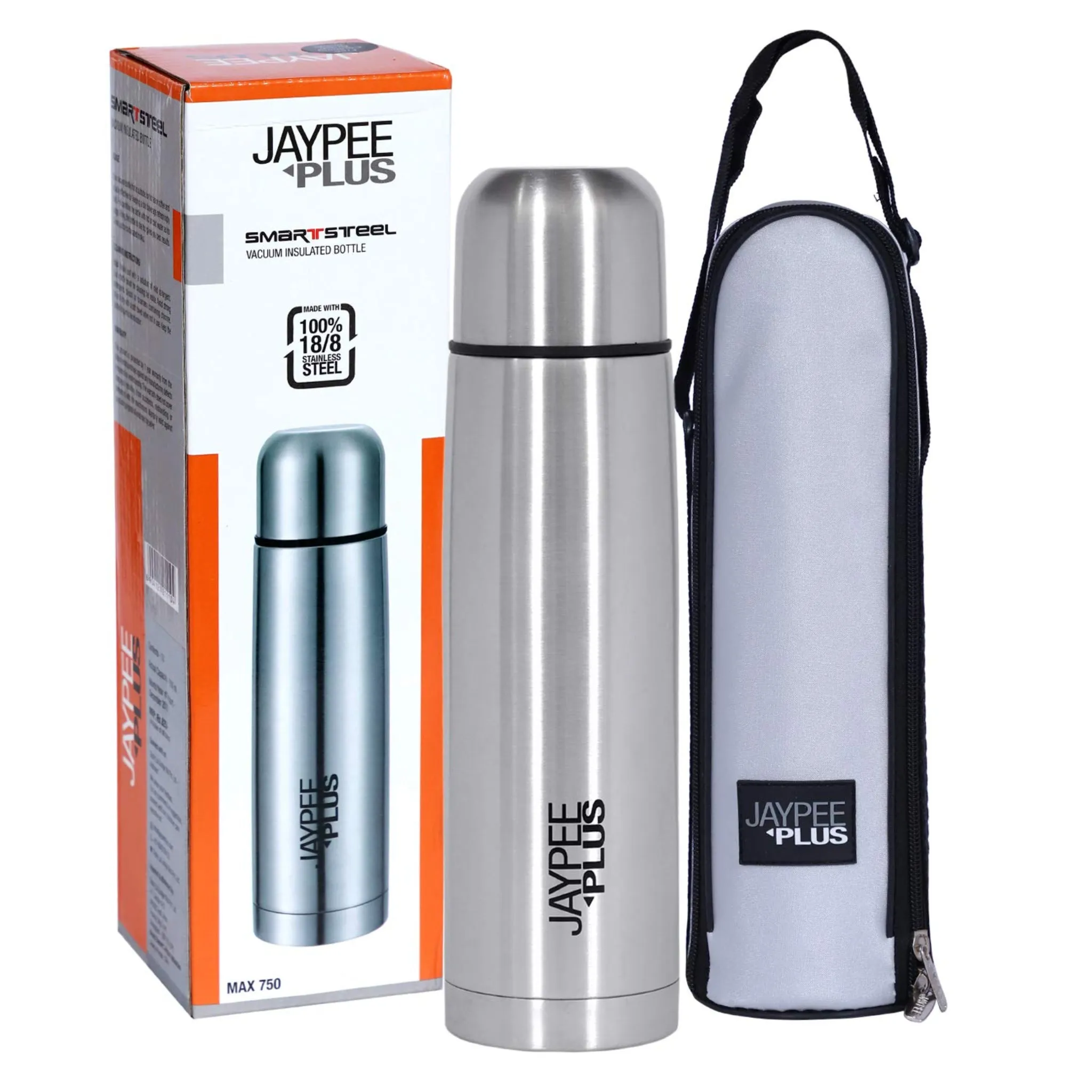 Jaypee Plus Max 750 Thermosteel Flip Lid Flask, 750 ml, Silver, Metallic