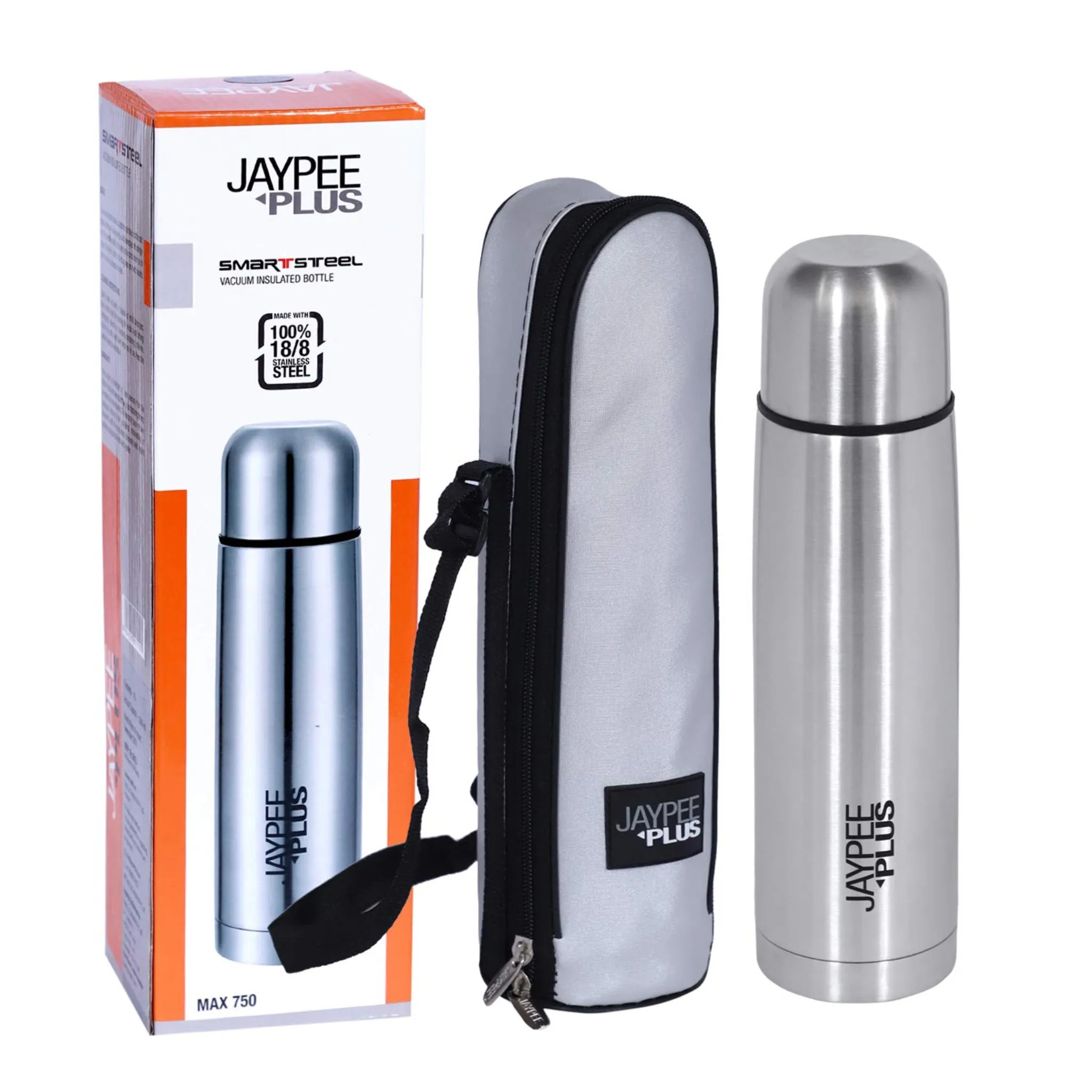 Jaypee Plus Max 750 Thermosteel Flip Lid Flask, 750 ml, Silver, Metallic