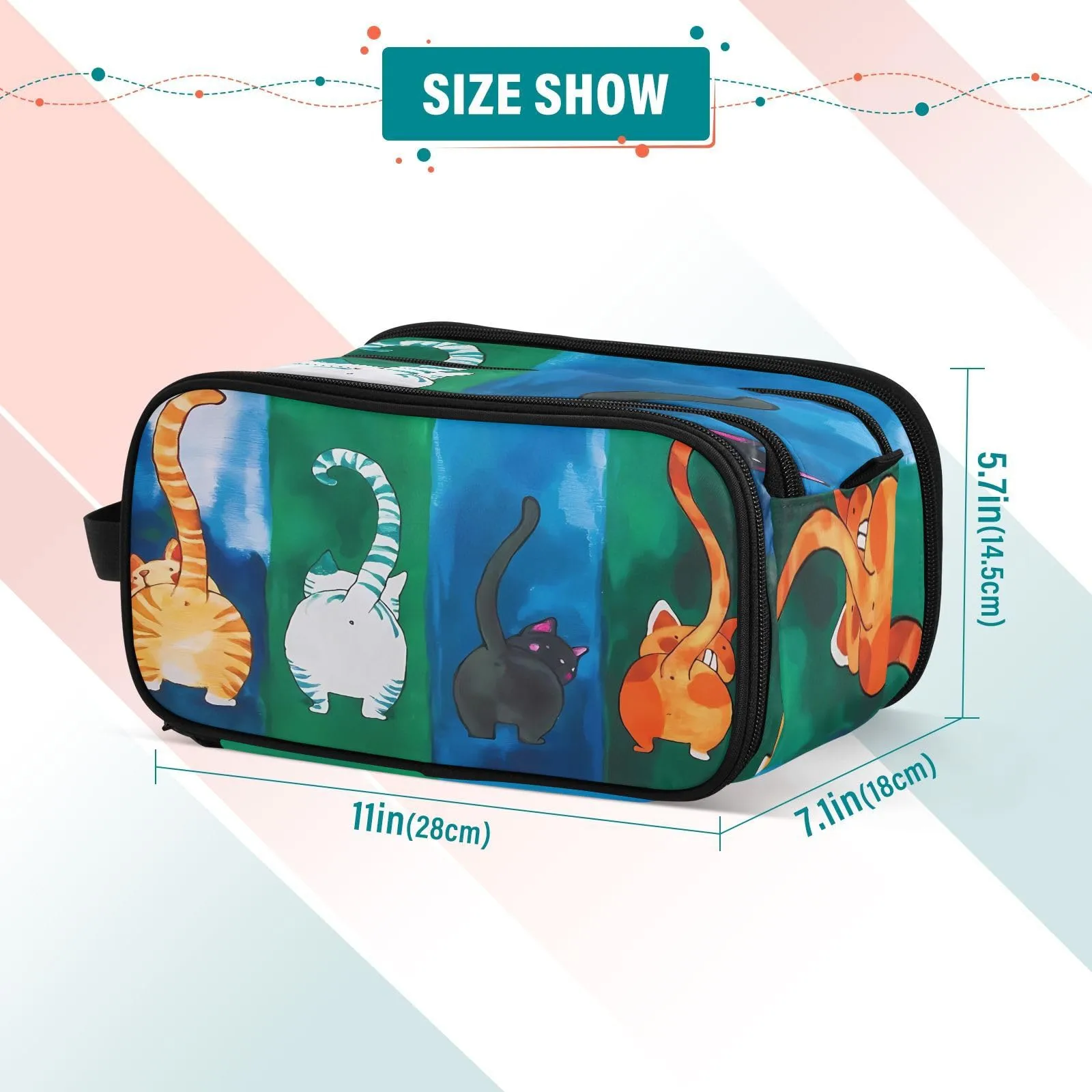 JSTEL Cat Make Up Bag Cat Cosmetic Bag for Women,Portable Makeup Storage Organizer Bag Makeup Brush Bag Organizer,4