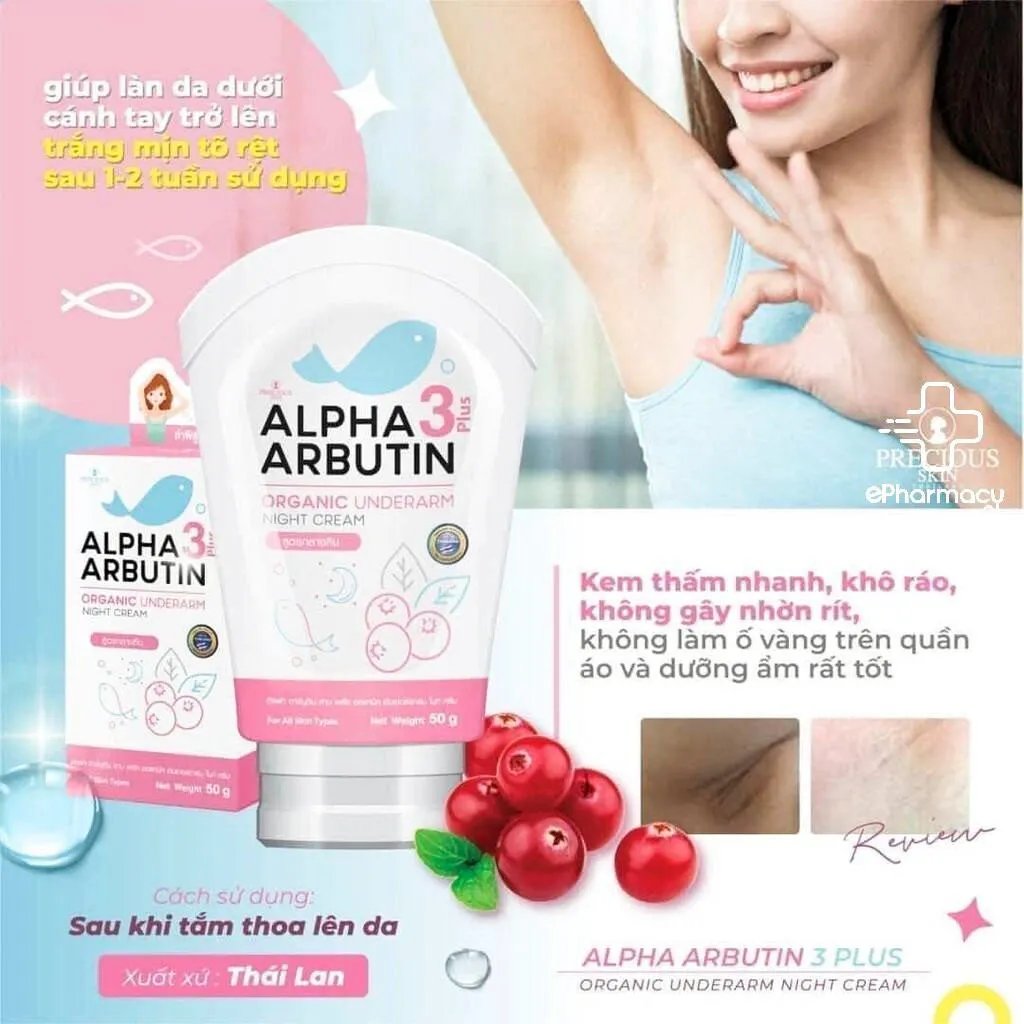 Kem Giảm Thâm Nách Alpha Arbutin 3 Plus Dưỡng Trắng Ban Đêm 50g