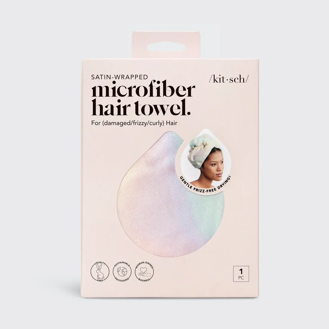 KITSCH | Satin Wrapped Microfiber Hair Towel {Aura}