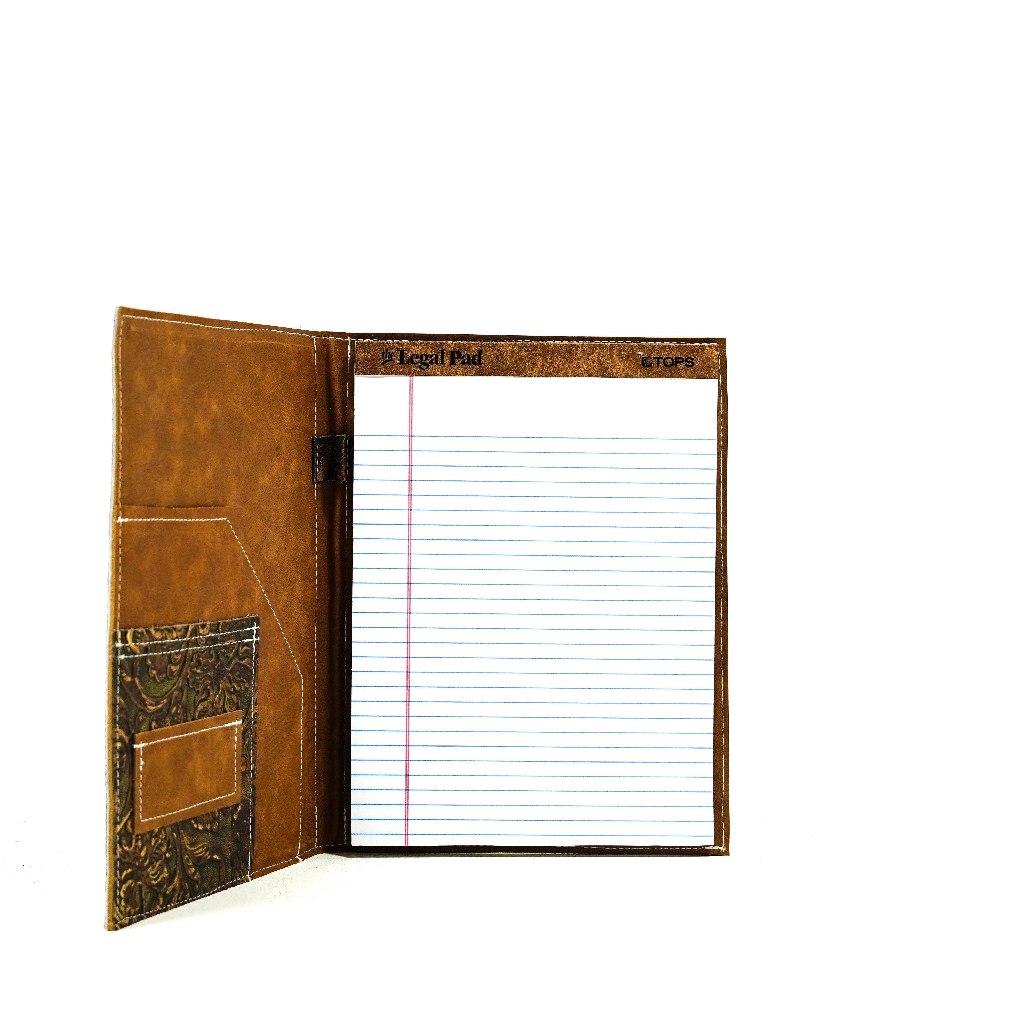 Large Notepad Cover - Salt & Pepper w/ Leather Decal