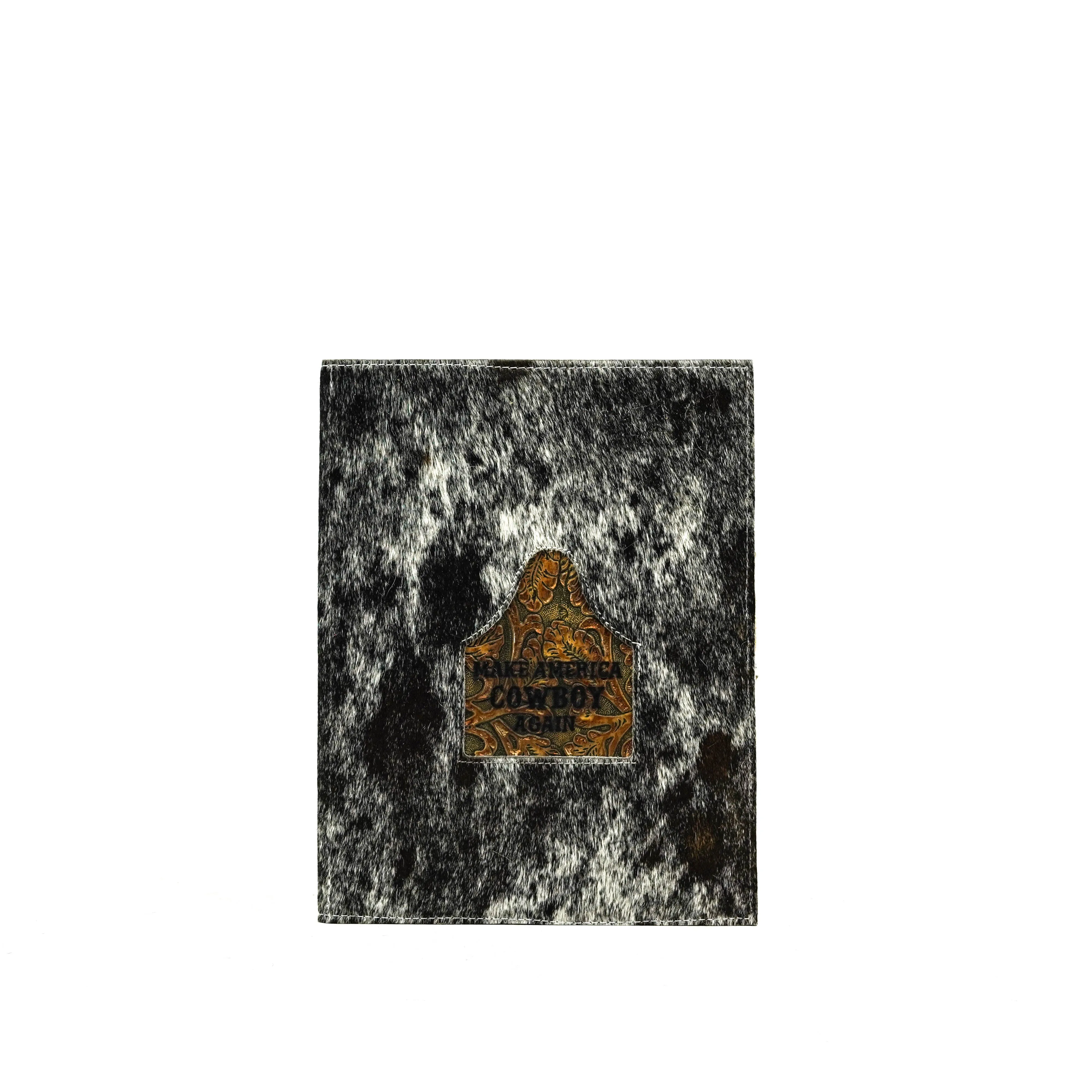 Large Notepad Cover - Salt & Pepper w/ Leather Decal