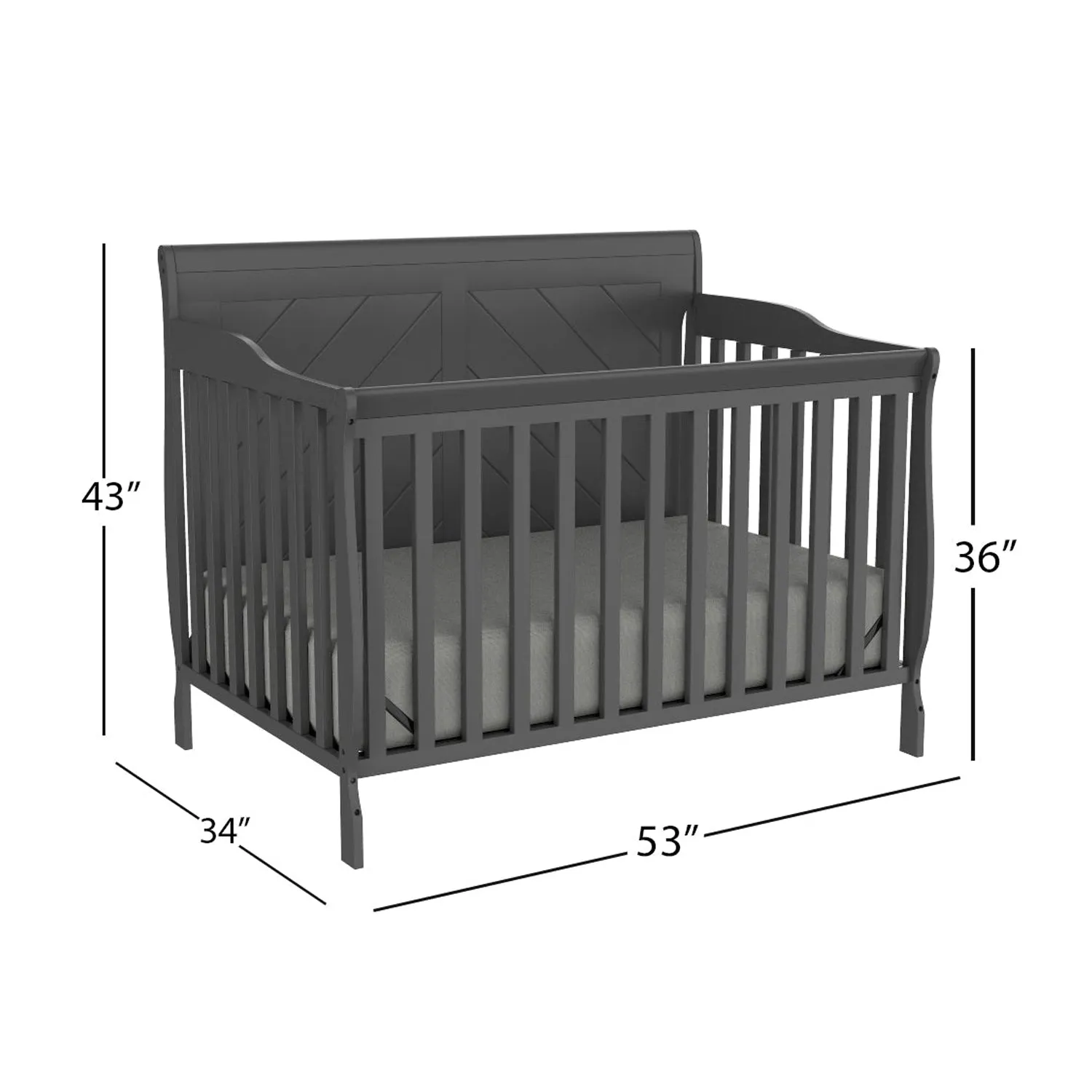 Lauren Convertible Crib, Dark Grey