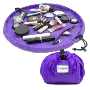 Lay-n-Go Cosmo Drawstring Makeup Bag Organizer, Water-Resistant Cosmetic Pouch for Travel, Stylish & Durable Toiletry Bag, Machine Washable, Large Capacity, 20-Inch, Purple