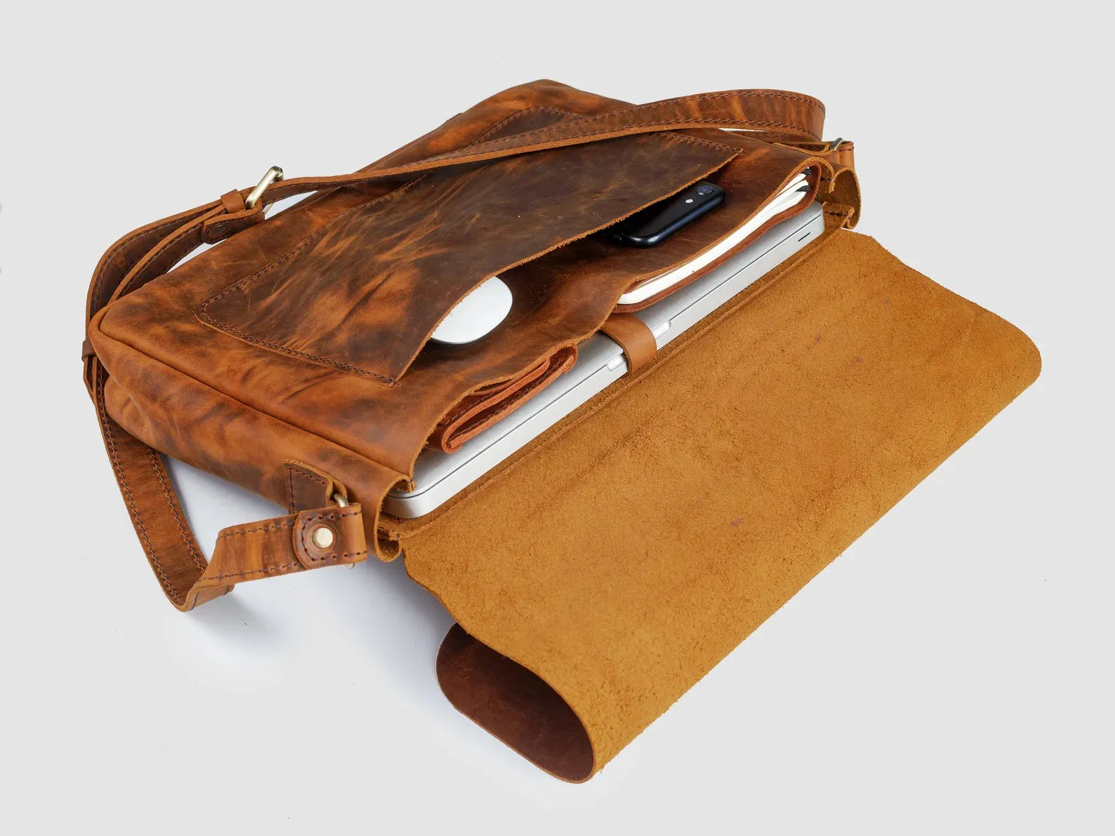 Leather messenger bag, leather bag