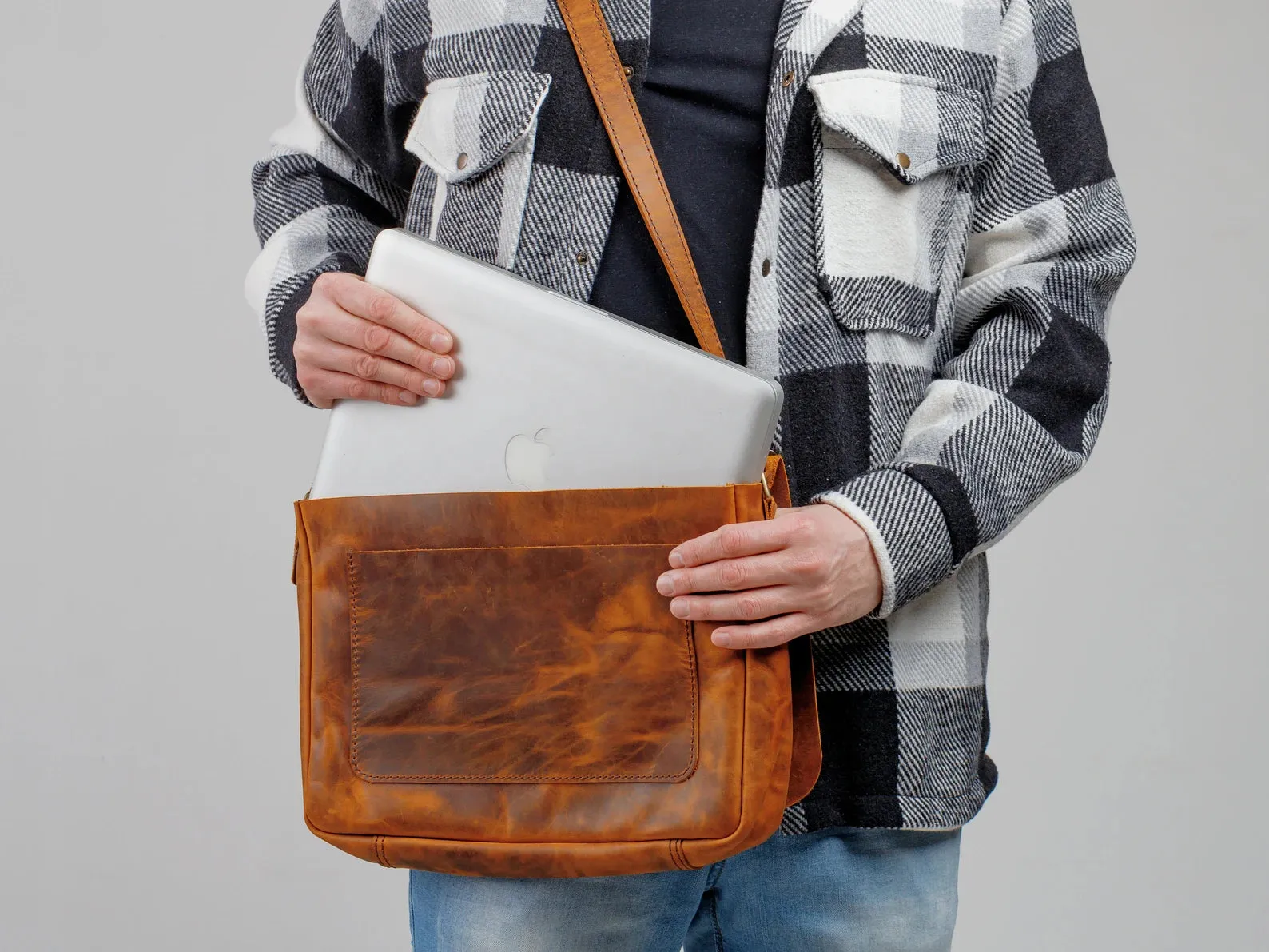 Leather messenger bag, leather bag