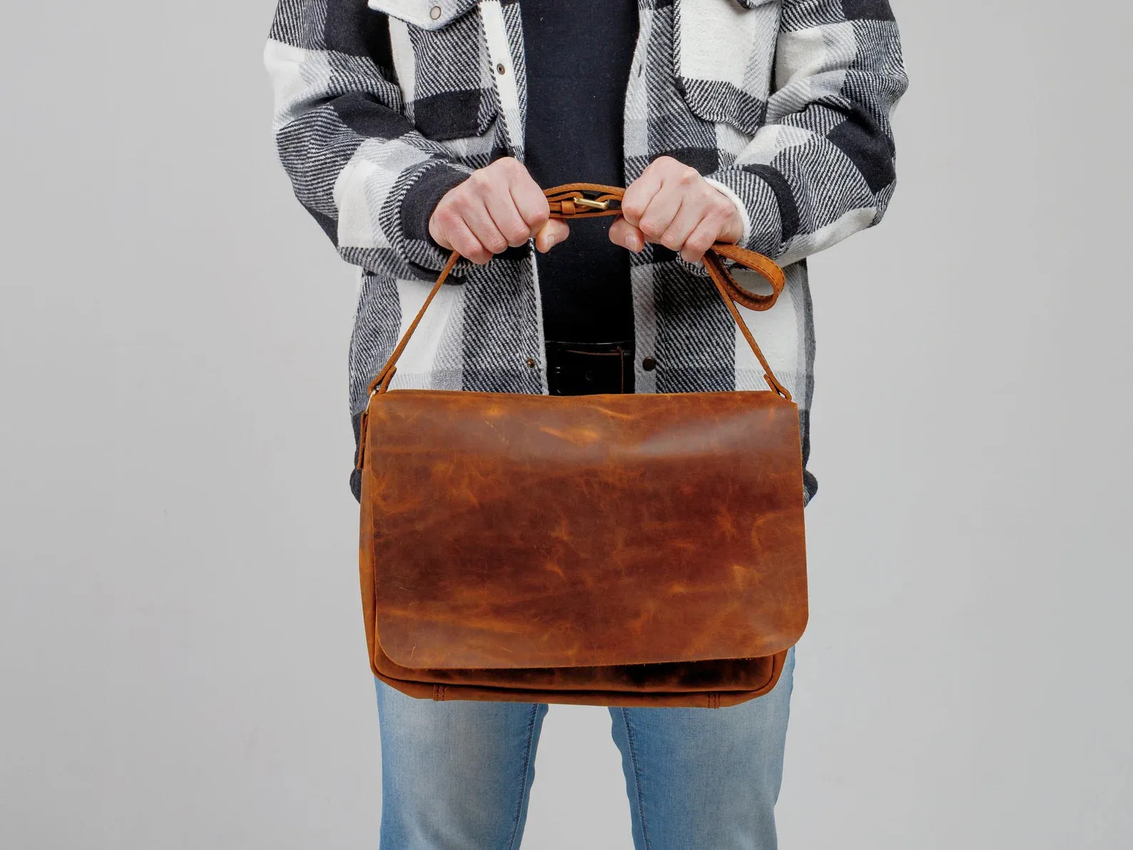 Leather messenger bag, leather bag