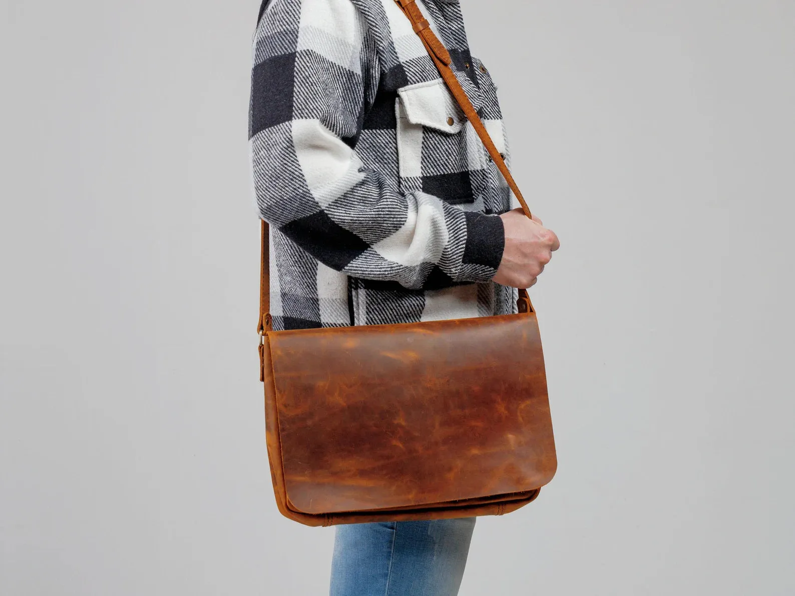 Leather messenger bag, leather bag