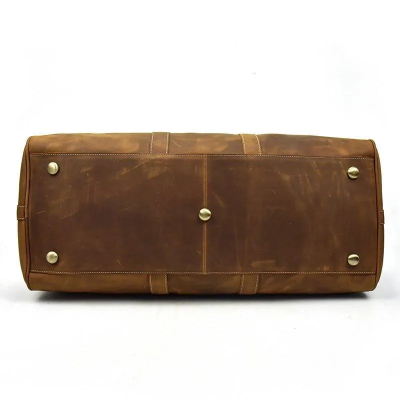Leather Weekender Duffel Luggage Bag 24 inch