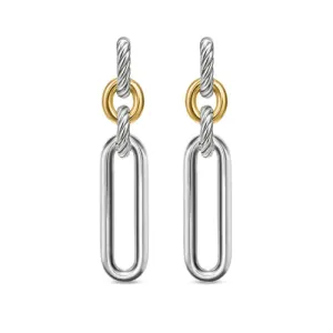 Lexington Double Link Drop Earrings in Sterling Silver with 18K Yellow Gold, 54mm