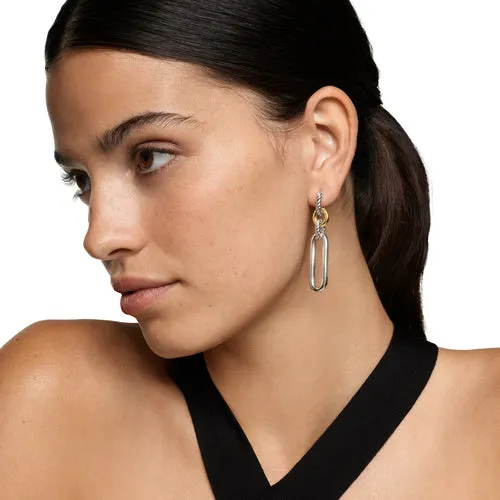 Lexington Double Link Drop Earrings in Sterling Silver with 18K Yellow Gold, 54mm