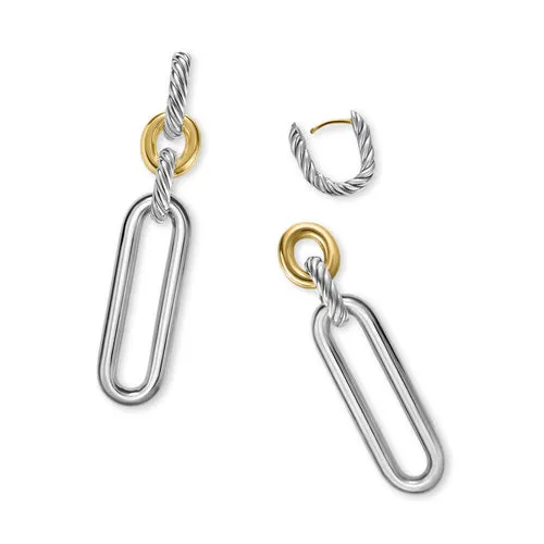 Lexington Double Link Drop Earrings in Sterling Silver with 18K Yellow Gold, 54mm