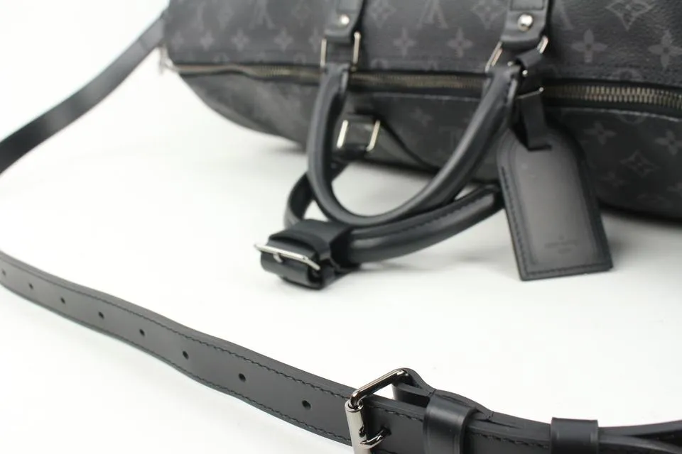 Louis Vuitton Black Monogram Eclipse Keepall Bandouliere 55 Duffle Bag Strap 39L0V