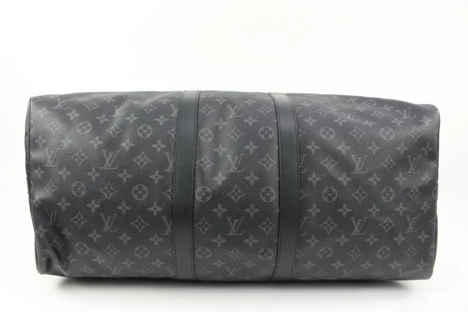 Louis Vuitton Black Monogram Eclipse Keepall Bandouliere 55 Duffle Bag Strap 39L0V