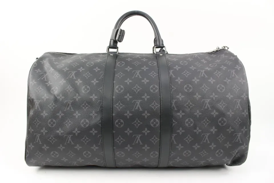 Louis Vuitton Black Monogram Eclipse Keepall Bandouliere 55 Duffle Bag Strap 39L0V