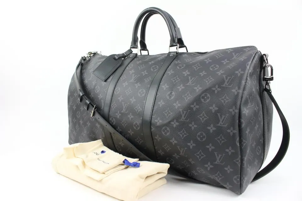 Louis Vuitton Black Monogram Eclipse Keepall Bandouliere 55 Duffle Bag Strap 39L0V