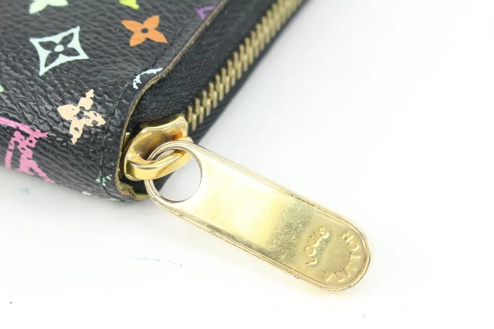 Louis Vuitton Black Monogram Multicolor Litchi Long Zippy Wallet Zip Around 20lz420s