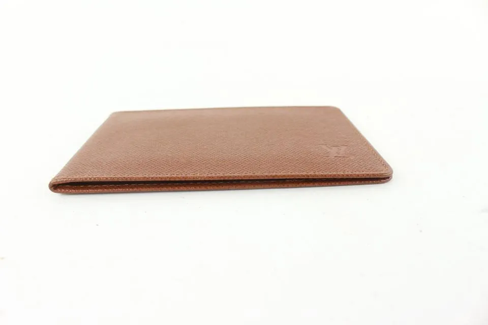 Louis Vuitton Brown Taiga Leather Card Holder ID Cas Wallet 551lvs611