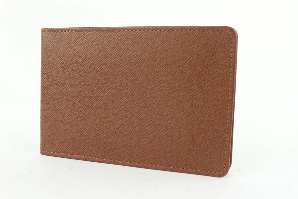 Louis Vuitton Brown Taiga Leather Card Holder ID Cas Wallet 551lvs611