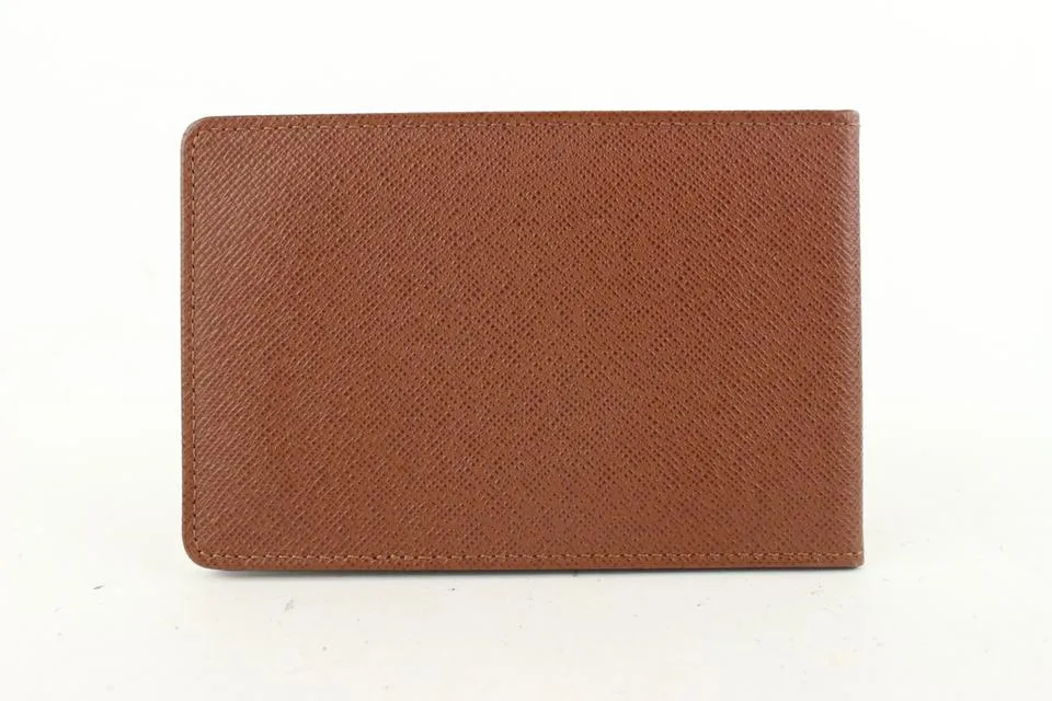 Louis Vuitton Brown Taiga Leather Card Holder ID Cas Wallet 551lvs611
