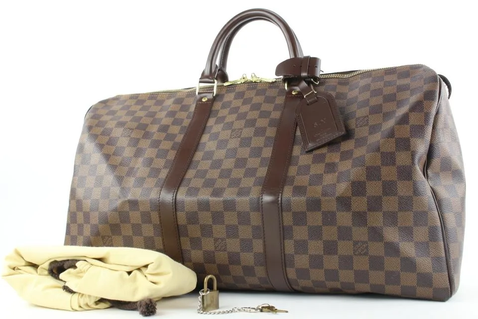 Louis Vuitton Damier Ebene Keepall 50 Duffle bag 4lv1123