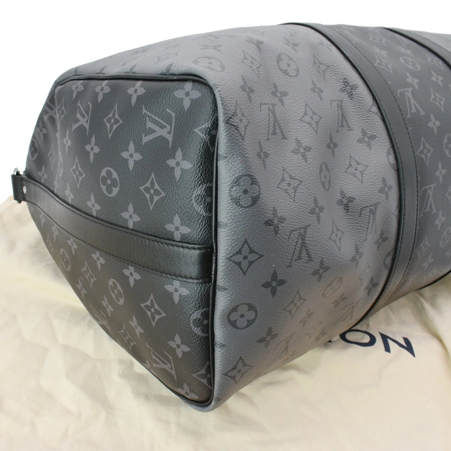 LOUIS VUITTON Keepall 50 Bandouliere Monogram Eclipse Travel Bag Black  - New Year Deals