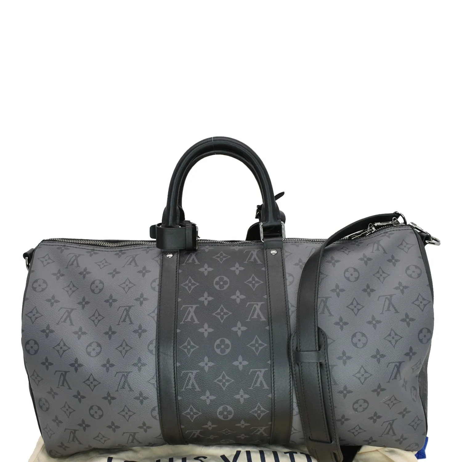 LOUIS VUITTON Keepall 50 Bandouliere Monogram Eclipse Travel Bag Black  - New Year Deals