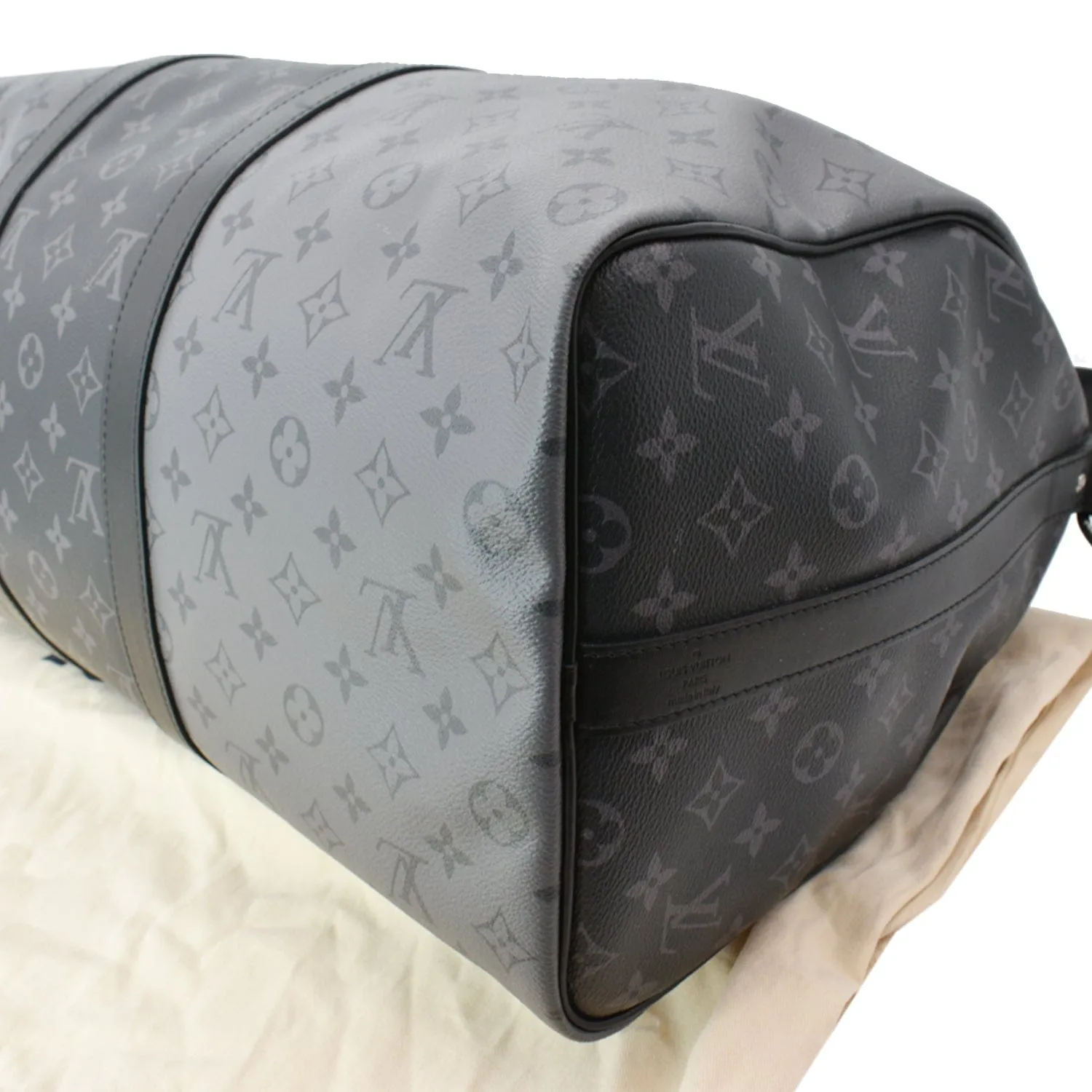 LOUIS VUITTON Keepall 50 Bandouliere Monogram Eclipse Travel Bag Black  - New Year Deals