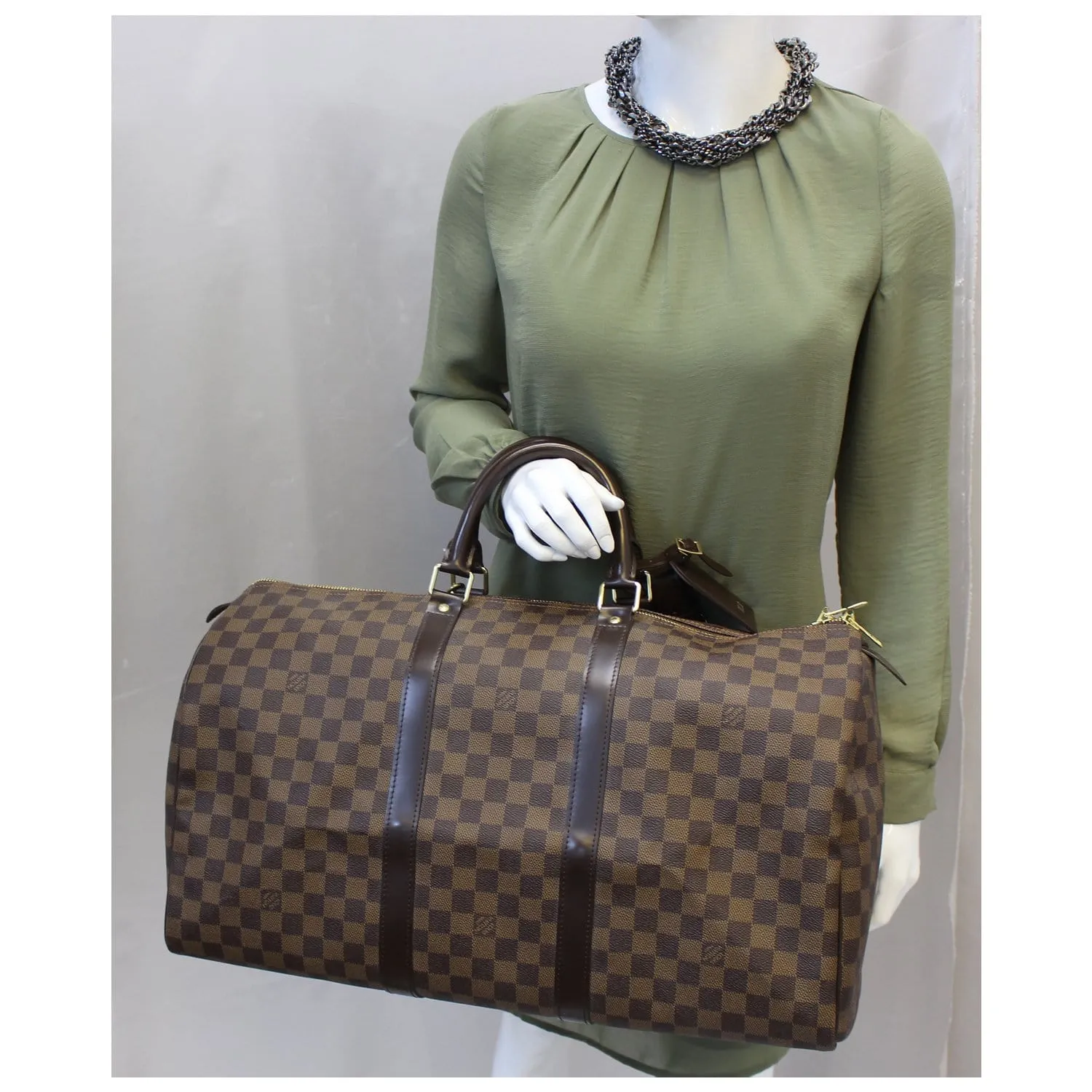 LOUIS VUITTON Keepall 50 Damier Ebene Boston Travel Bag