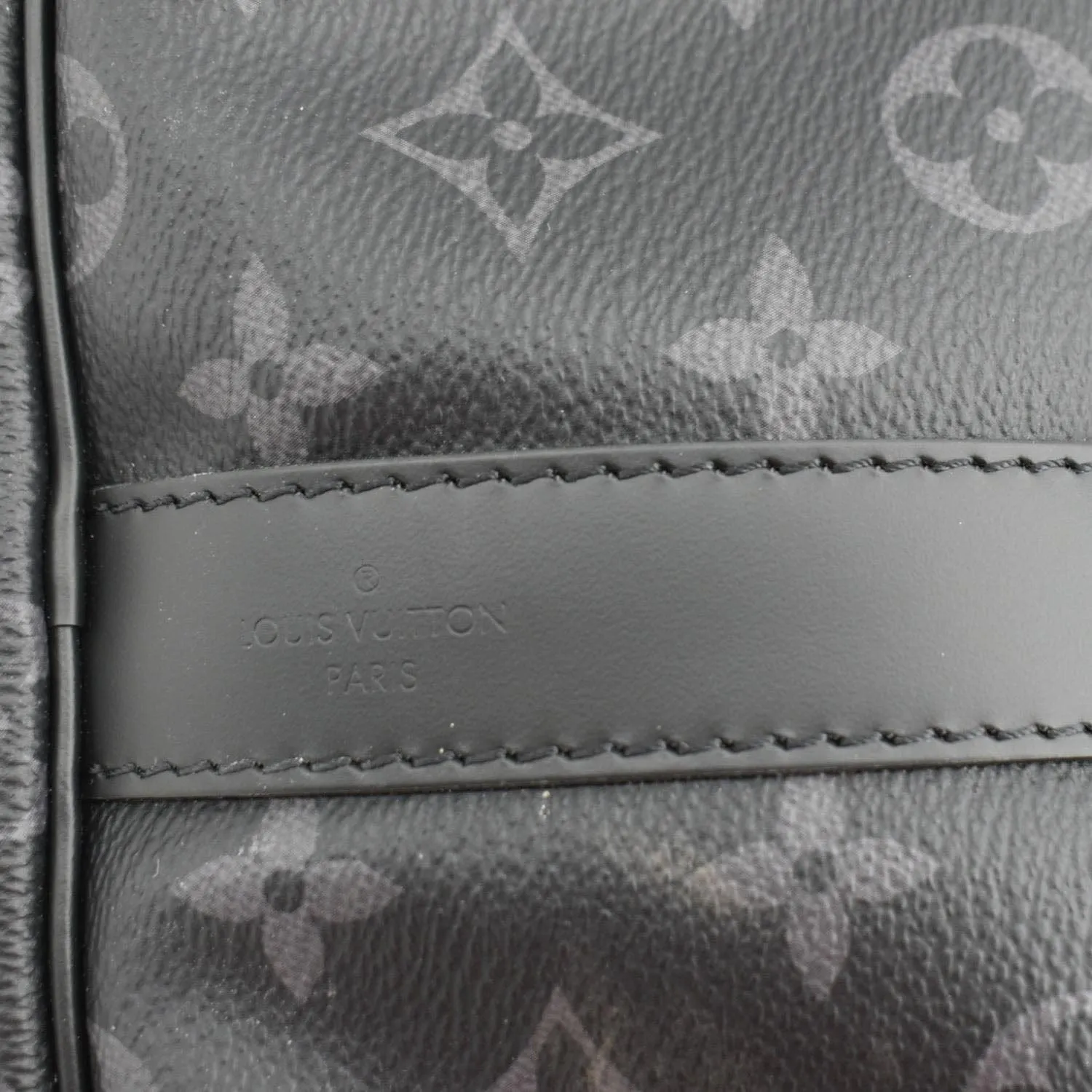 LOUIS VUITTON Keepall 55 Bandouliere Monogram Eclipse Travel Bag Black