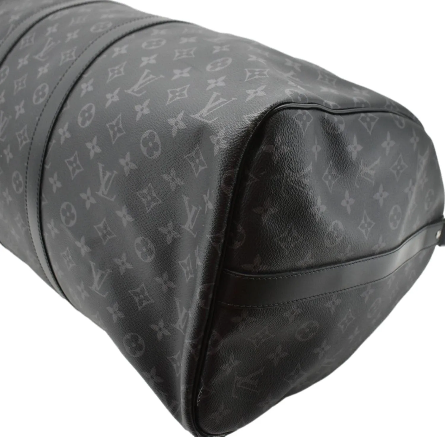 LOUIS VUITTON Keepall 55 Bandouliere Monogram Eclipse Travel Bag Black