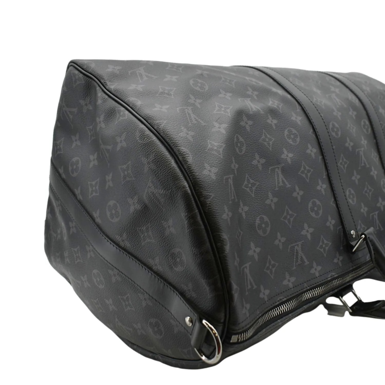 LOUIS VUITTON Keepall 55 Bandouliere Monogram Eclipse Travel Bag Black