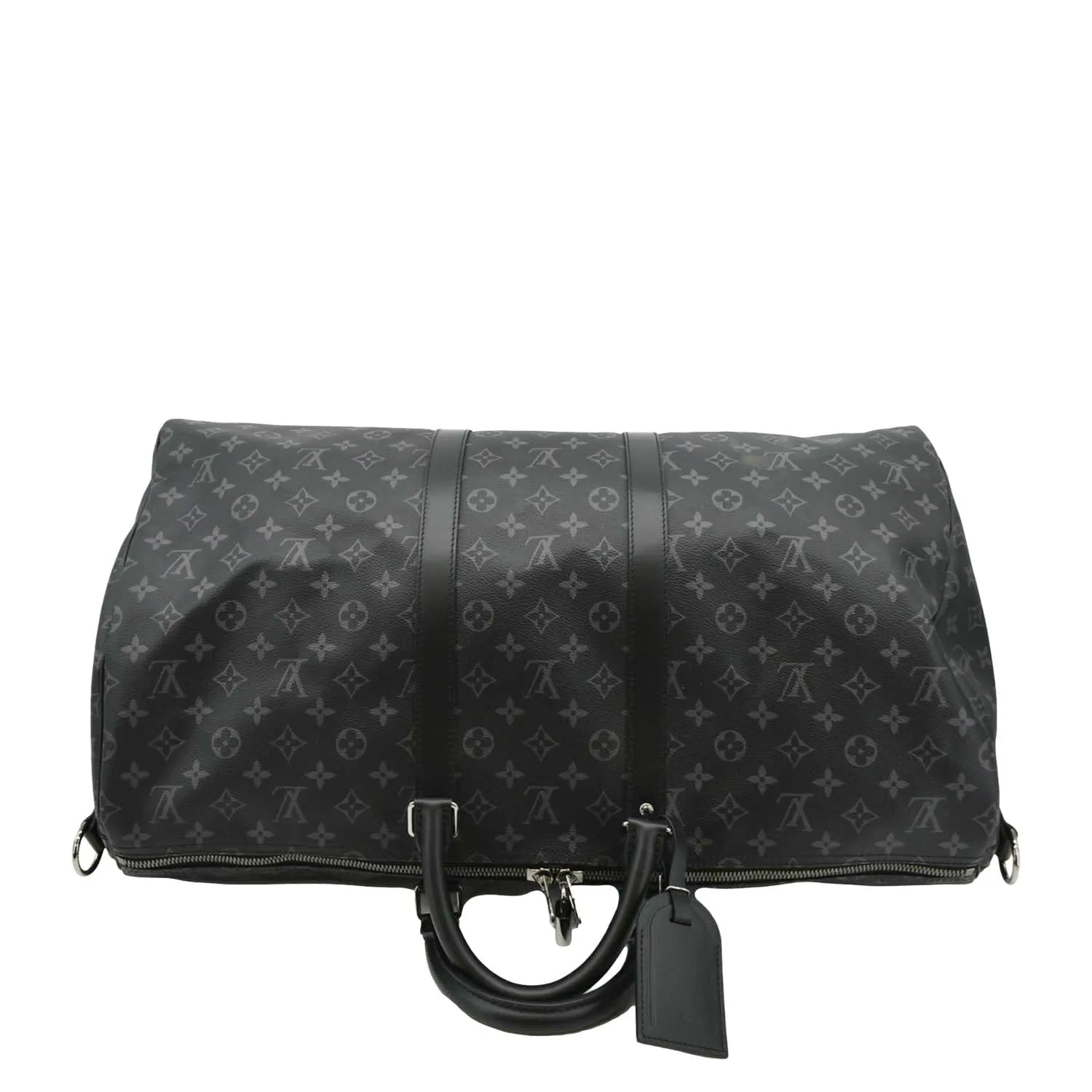 LOUIS VUITTON Keepall 55 Bandouliere Monogram Eclipse Travel Bag Black