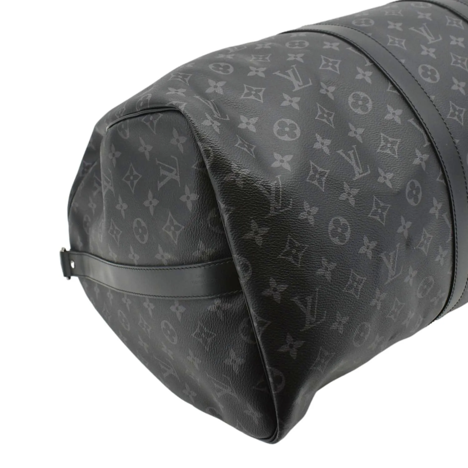 LOUIS VUITTON Keepall 55 Bandouliere Monogram Eclipse Travel Bag Black