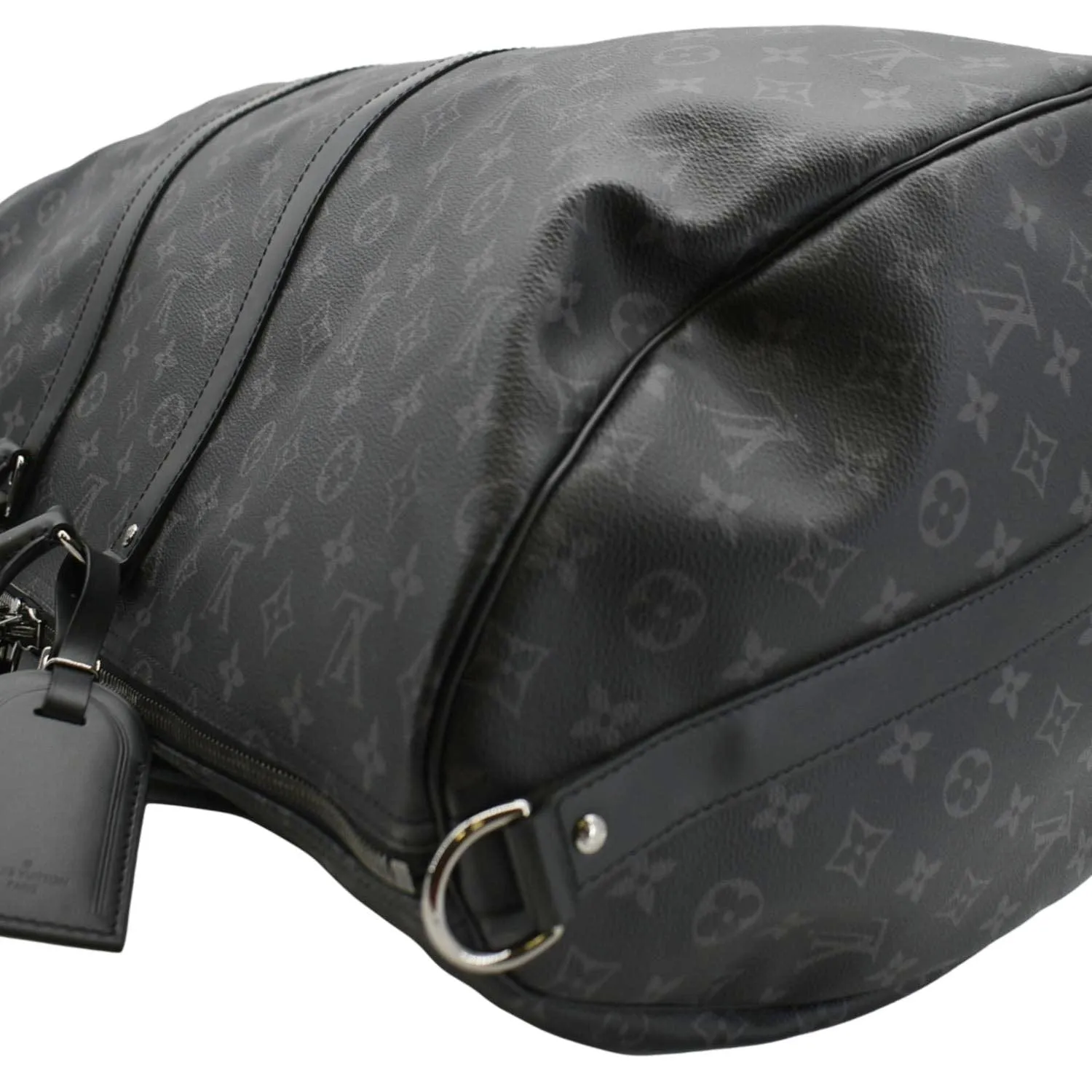 LOUIS VUITTON Keepall 55 Bandouliere Monogram Eclipse Travel Bag Black