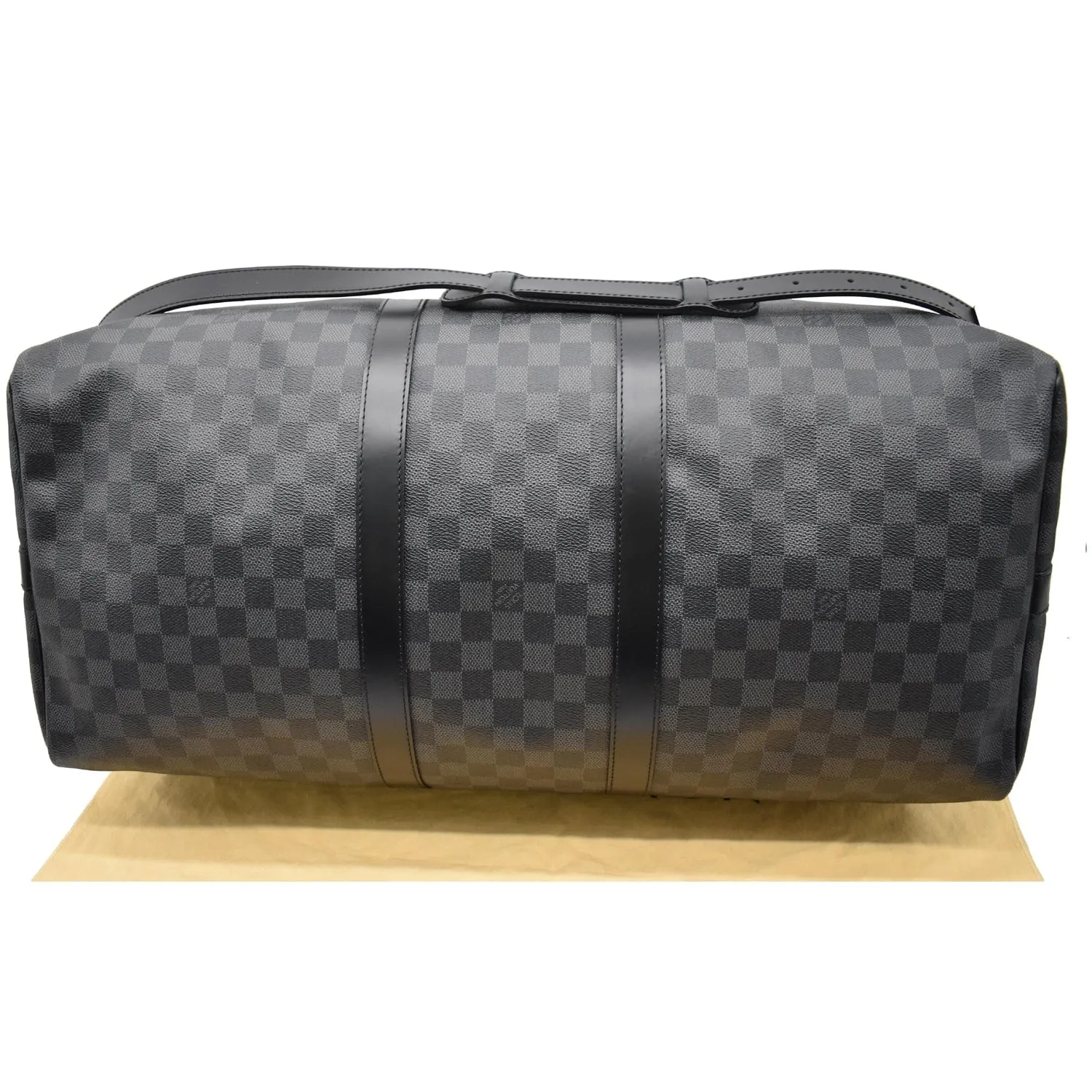 LOUIS VUITTON Keepall 55 Damier Graphite Bandouliere Travel Bag Black