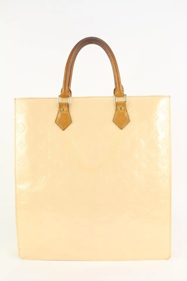 Louis Vuitton Rare Special Order Perle Monogram Vernis Sac Plat Tote 113lv32