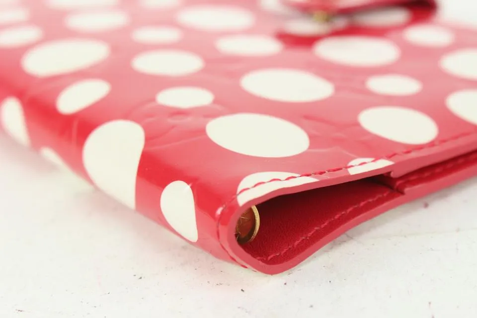 Louis Vuitton Red Kusama Vernis Infinity Dot Pumpkin Small Ring Agenda PM 252lv15