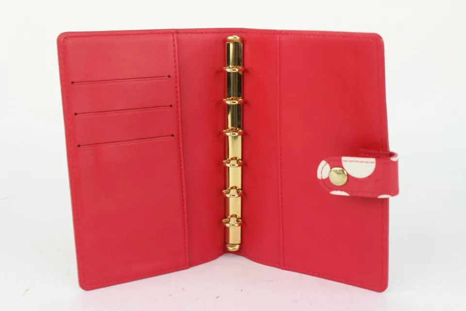 Louis Vuitton Red Kusama Vernis Infinity Dot Pumpkin Small Ring Agenda PM 252lv15