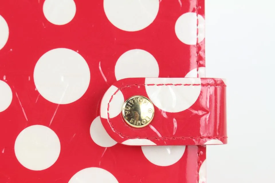 Louis Vuitton Red Kusama Vernis Infinity Dot Pumpkin Small Ring Agenda PM 252lv15