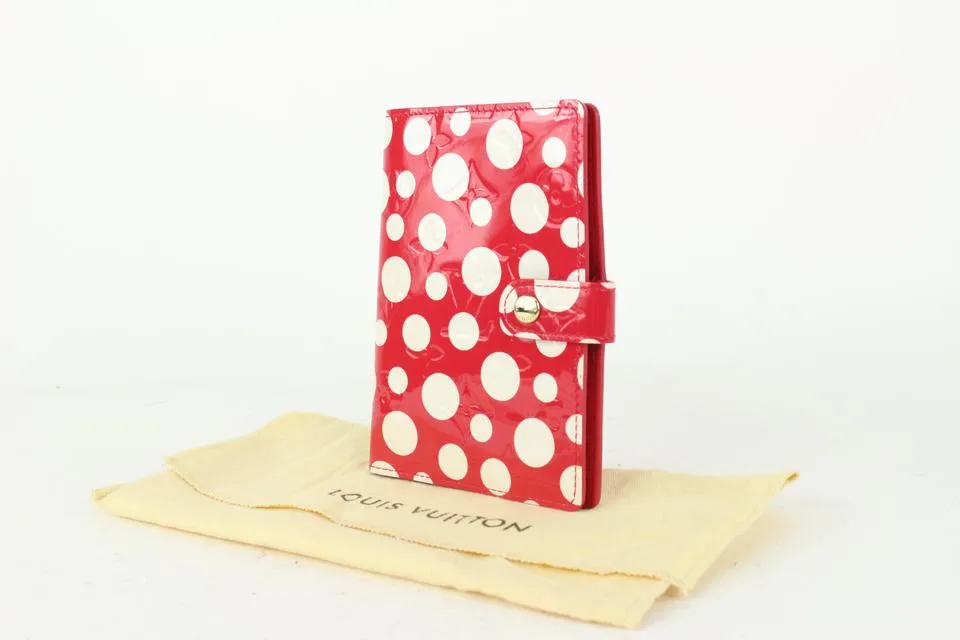 Louis Vuitton Red Kusama Vernis Infinity Dot Pumpkin Small Ring Agenda PM 252lv15