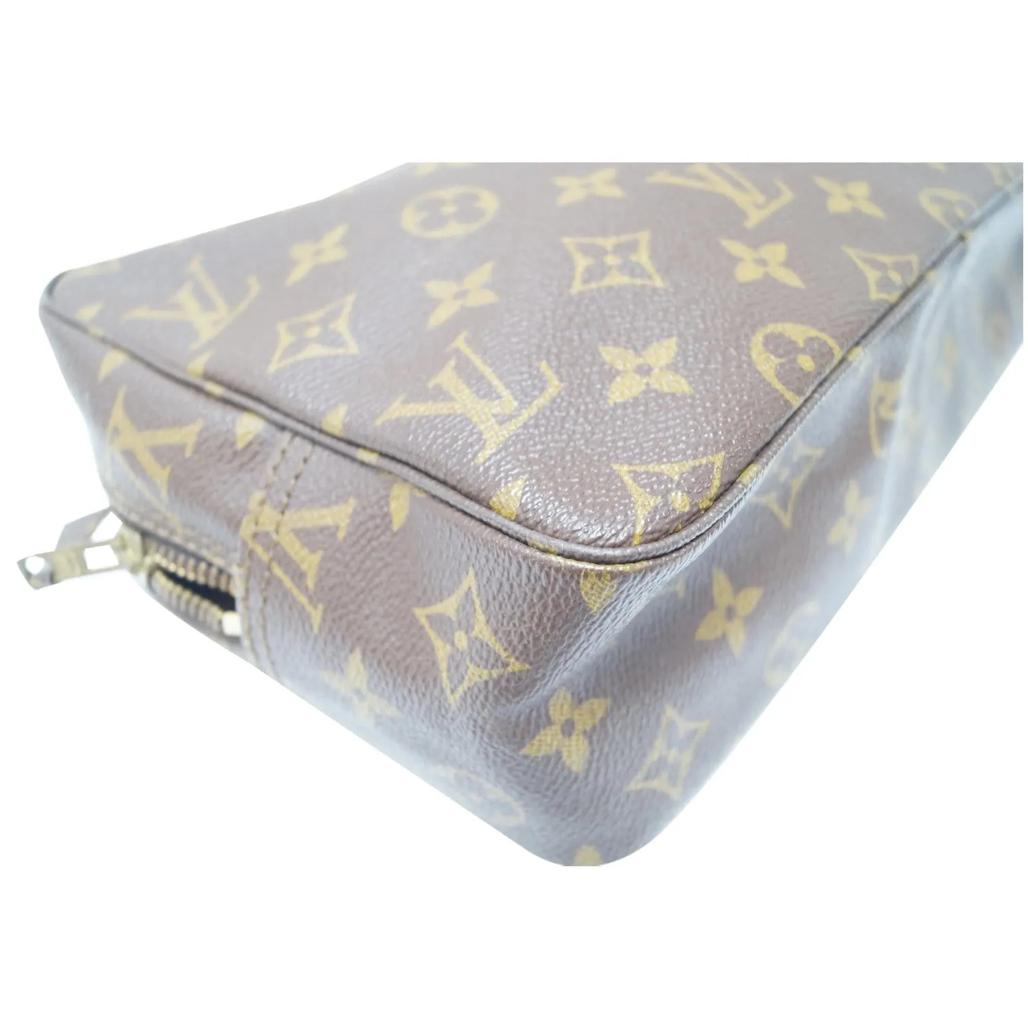LOUIS VUITTON Trousse Toilette 28 Monogram Canvas Cosmetic Pouch Brown
