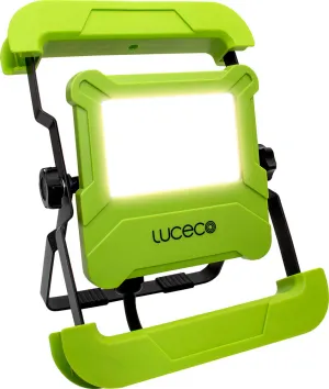 Luceco EFLDS30B50UK Foldable Compact Worklight with 13A Power Socket 30W 2400lm 5000K - 1.5M Cable & UK Plug