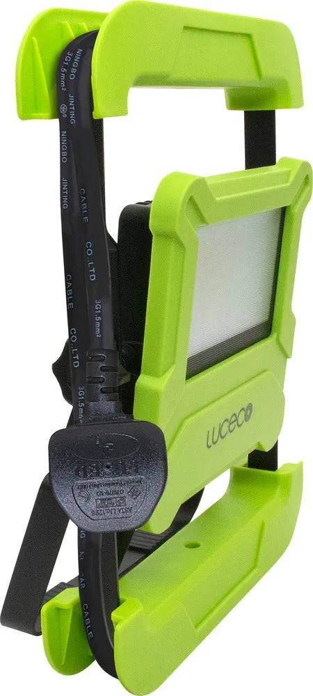 Luceco EFLDS30B50UK Foldable Compact Worklight with 13A Power Socket 30W 2400lm 5000K - 1.5M Cable & UK Plug