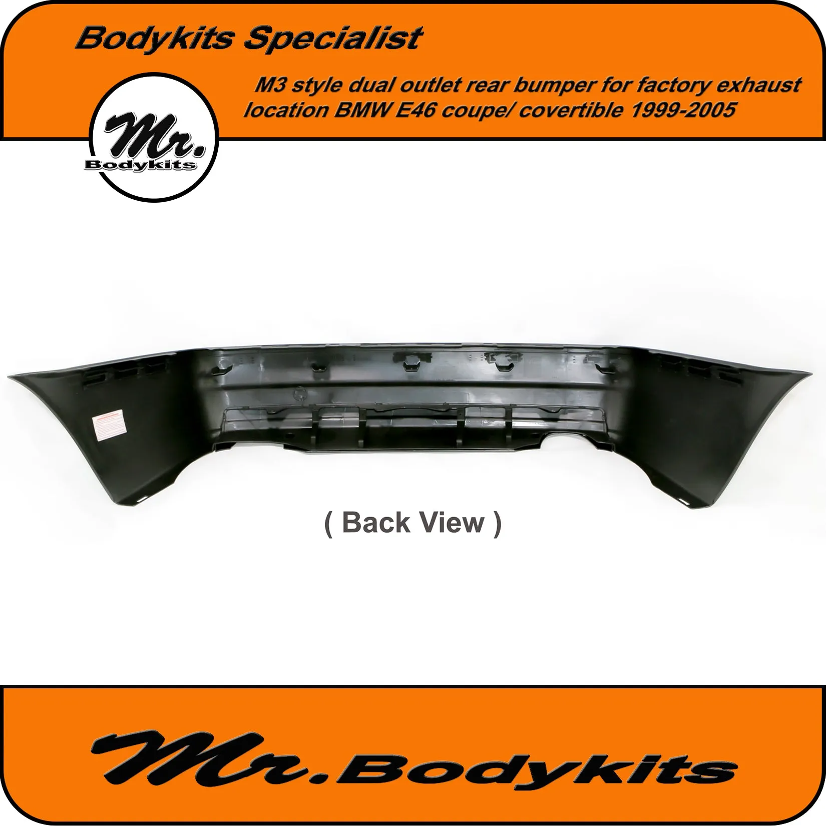 M3 Style With Factory Exhaust Location Rear Bumper Suit BMW E46 2D Coupe / Convertible 99-05